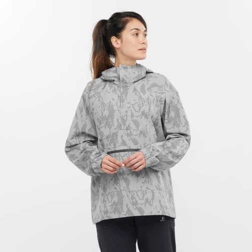 Grey Salomon Outlife Ripstop Half Zip Women's Windbreaker | IE JQ3189